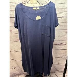 NWT Zim & Zoe‎ Blue Long Night Shirt Size 26/28 Pocket T-shirt Dress